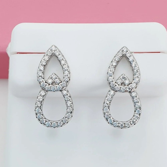 "925 Sterling Silver Cubic Zirconia Earrings,  U19254680 - Picture 1 of 11